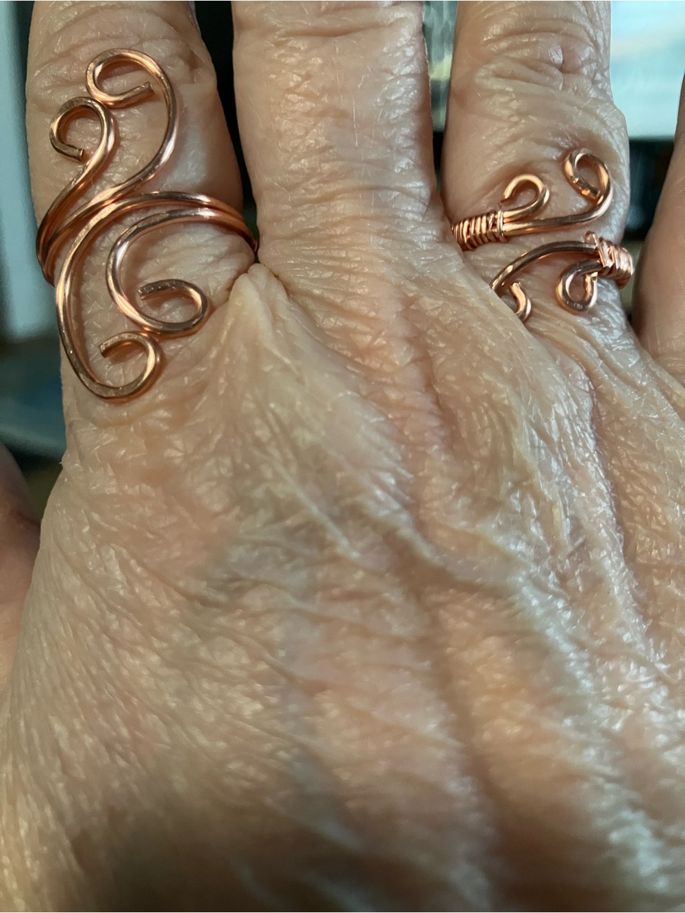 Handcrafted Copper Swirl Adjustable Ring - Rose Copper (1 for 9/2 for 15)